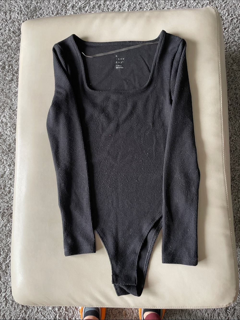 Ribbed Square Neck Bodysuit